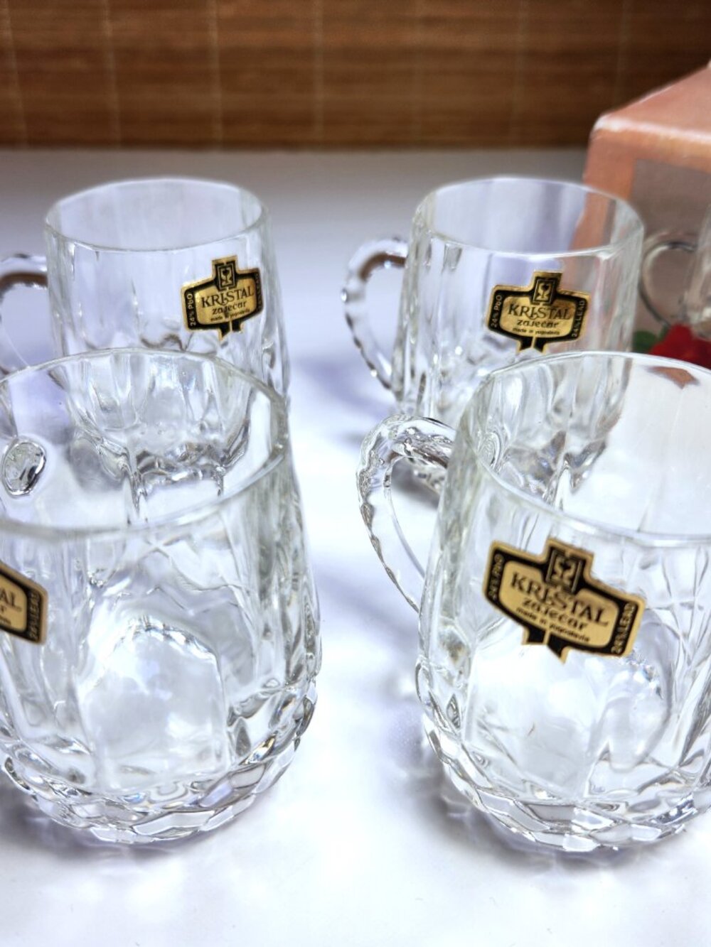 Lead Crystal Liqueur Glasses Set – Heirloom Collection – Boxed Vintage Barware –